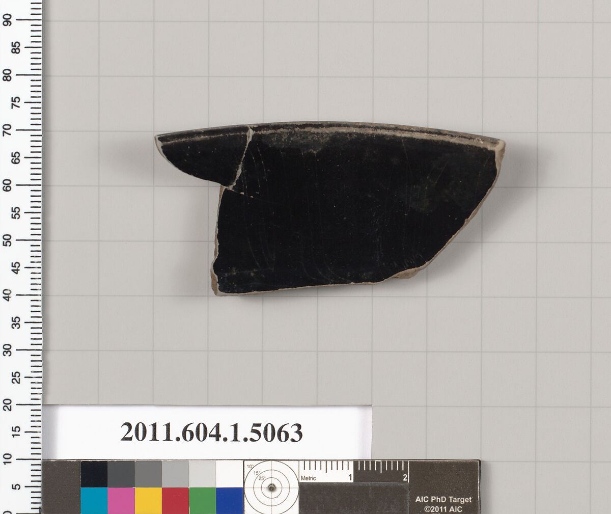 Terracotta rim fragment of a kylix (drinking cup), Terracotta, Greek, Attic