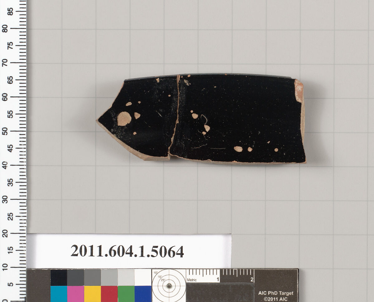 Terracotta rim fragment of a kylix (drinking cup), Terracotta, Greek, Attic