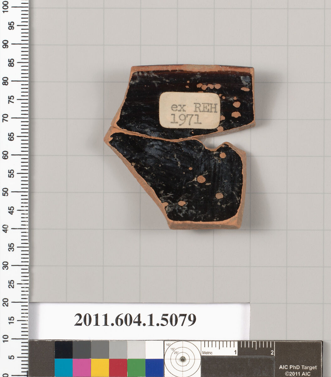 Terracotta rim fragment of a kylix (drinking cup), Terracotta, Greek, Attic