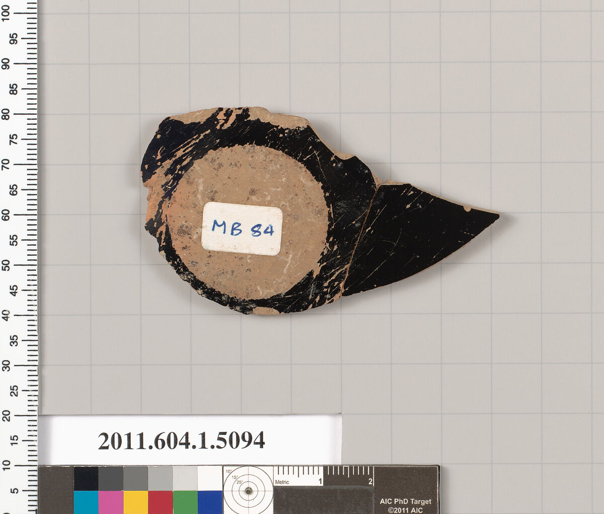 Terracotta fragment of a kylix (drinking cup), Terracotta, Greek, Attic