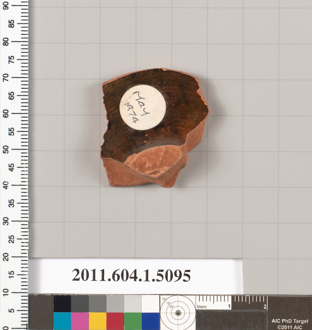 Terracotta fragment of a kylix (drinking cup), Terracotta, Greek, Attic