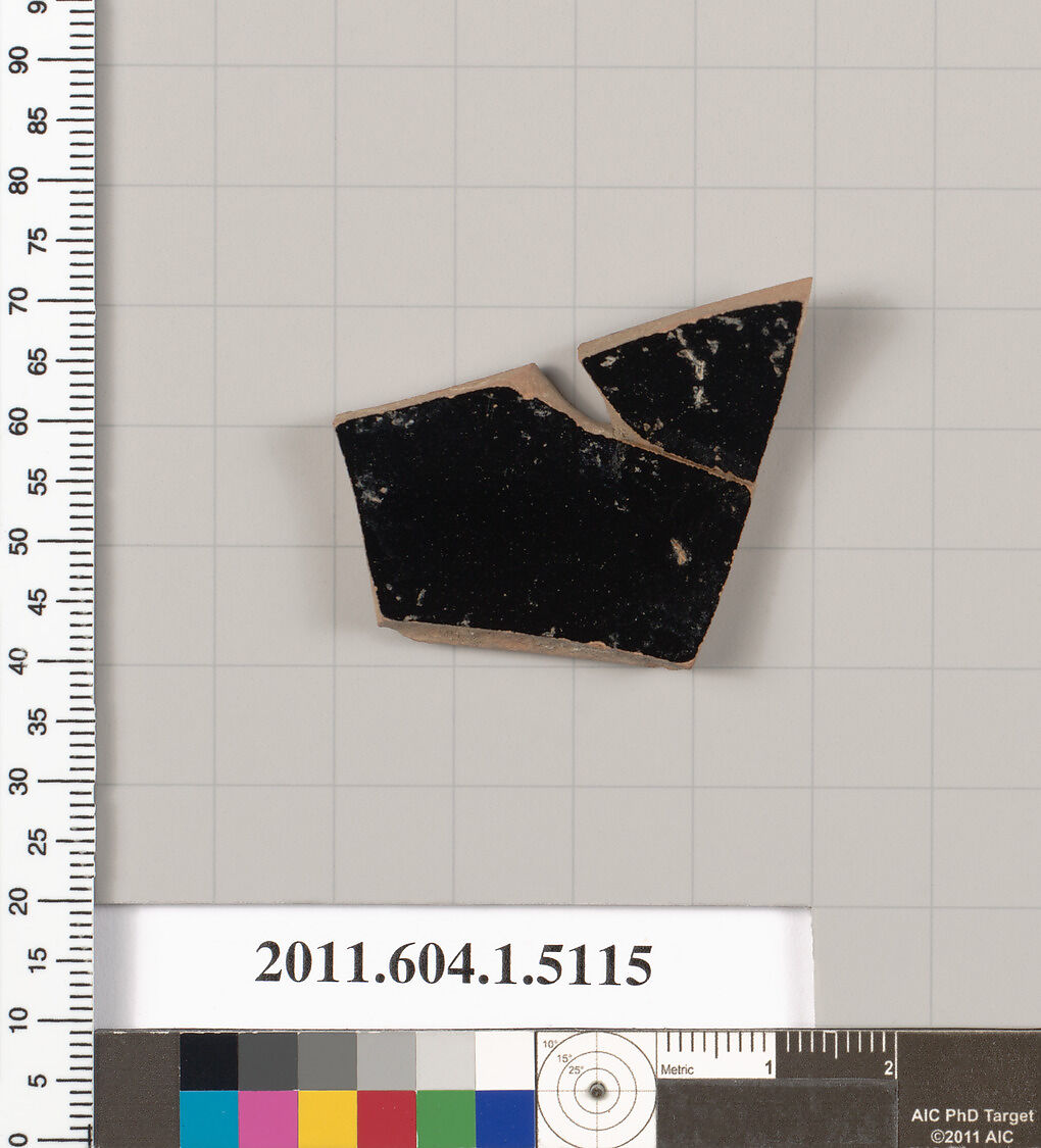 Terracotta fragment of a kylix (drinking cup), Terracotta, Greek, Attic