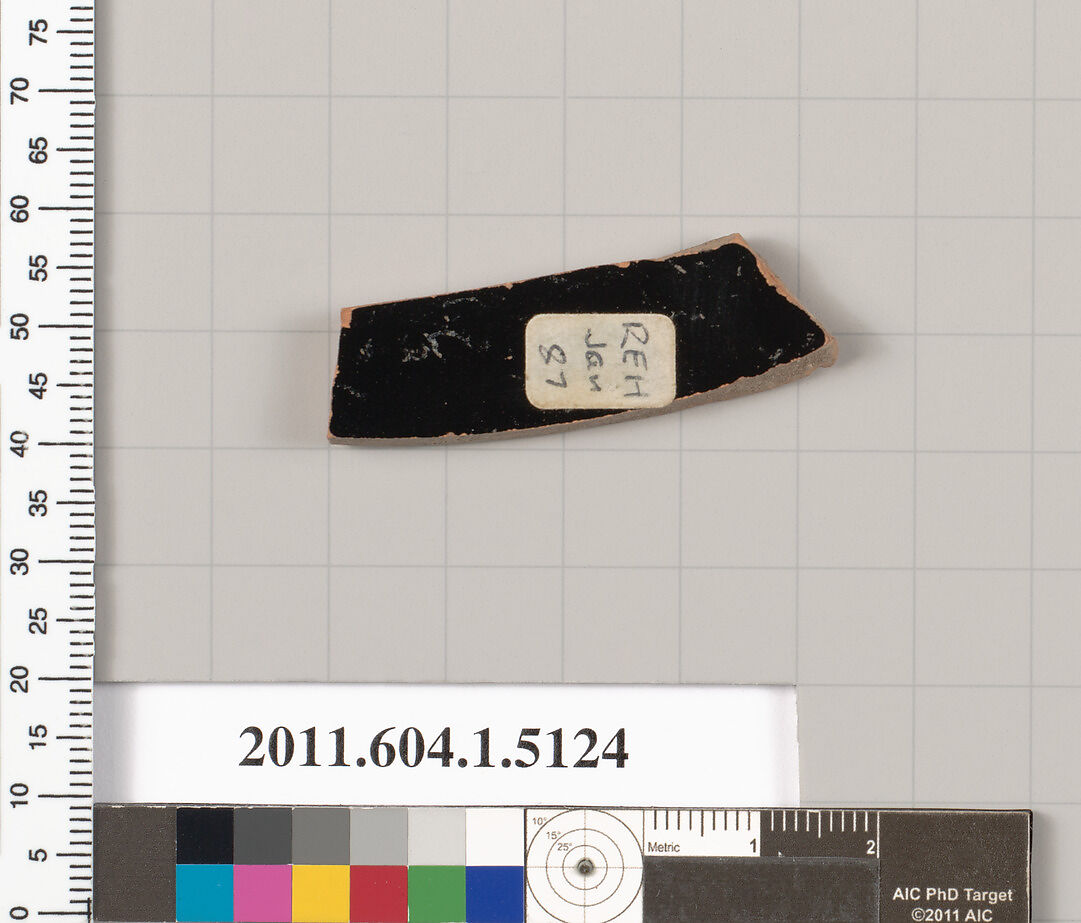 Terracotta fragment of a kylix (drinking cup), Terracotta, Greek, Attic