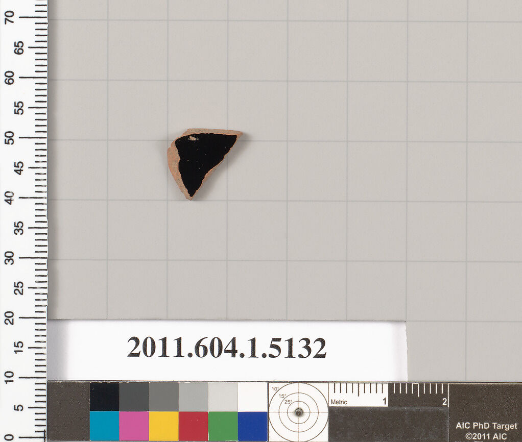 Terracotta fragment of a kylix (drinking cup), Terracotta, Greek, Attic
