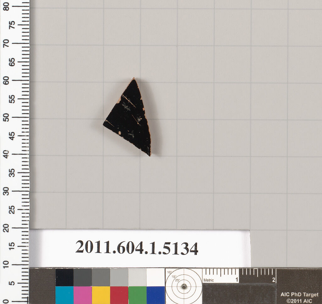Terracotta fragment of a kylix (drinking cup), Terracotta, Greek, Attic