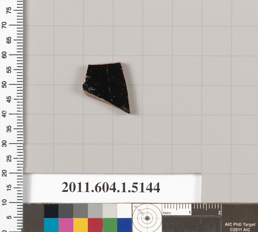 Terracotta fragment of a kylix (drinking cup), Terracotta, Greek, Attic