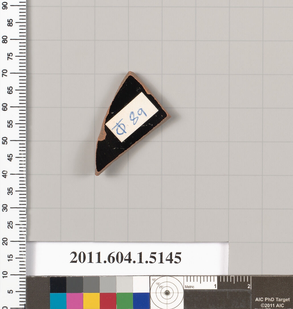 Terracotta fragment of a kylix (drinking cup), Terracotta, Greek, Attic