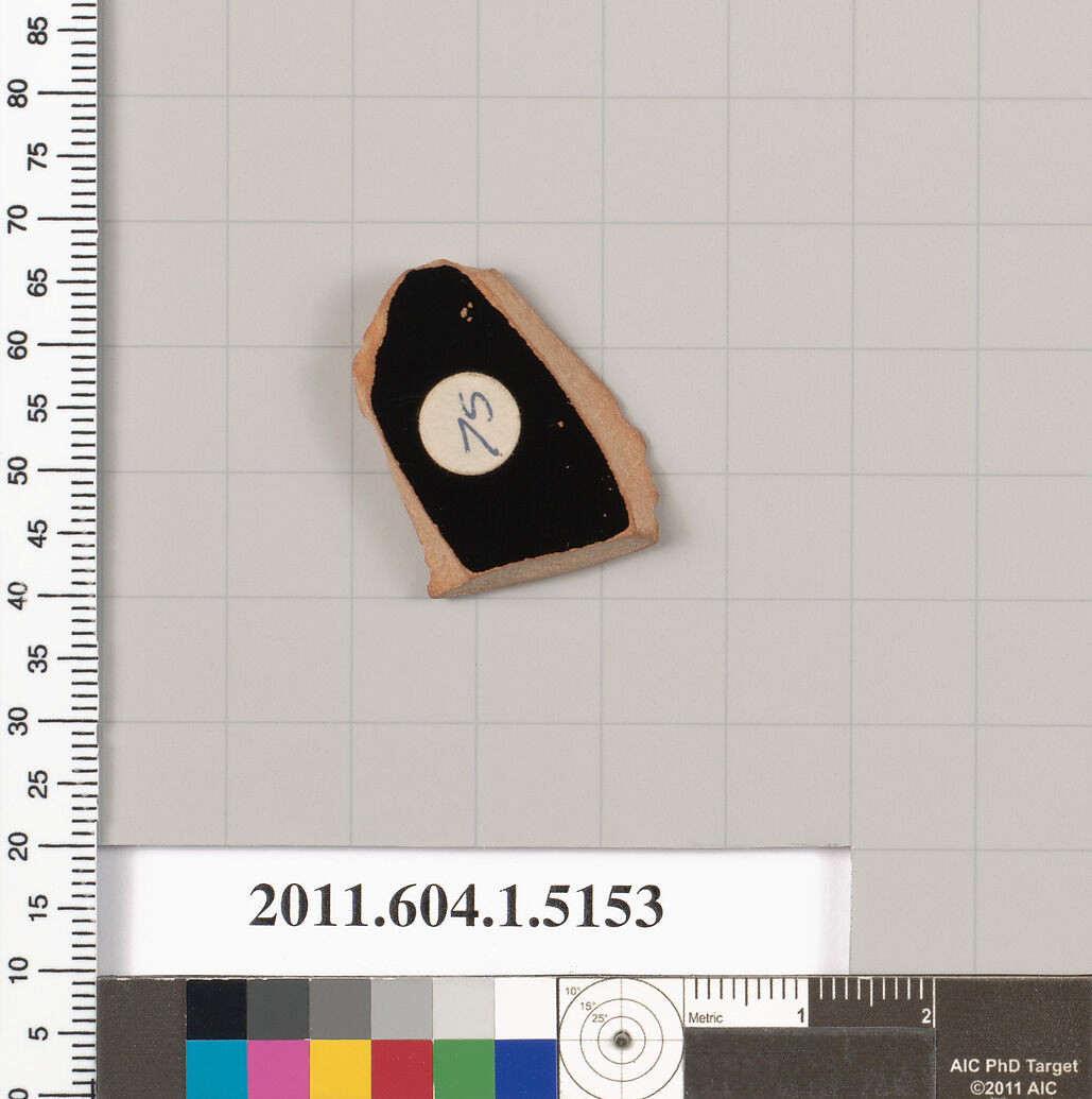 Terracotta fragment of a kylix (drinking cup), Terracotta, Greek, Attic