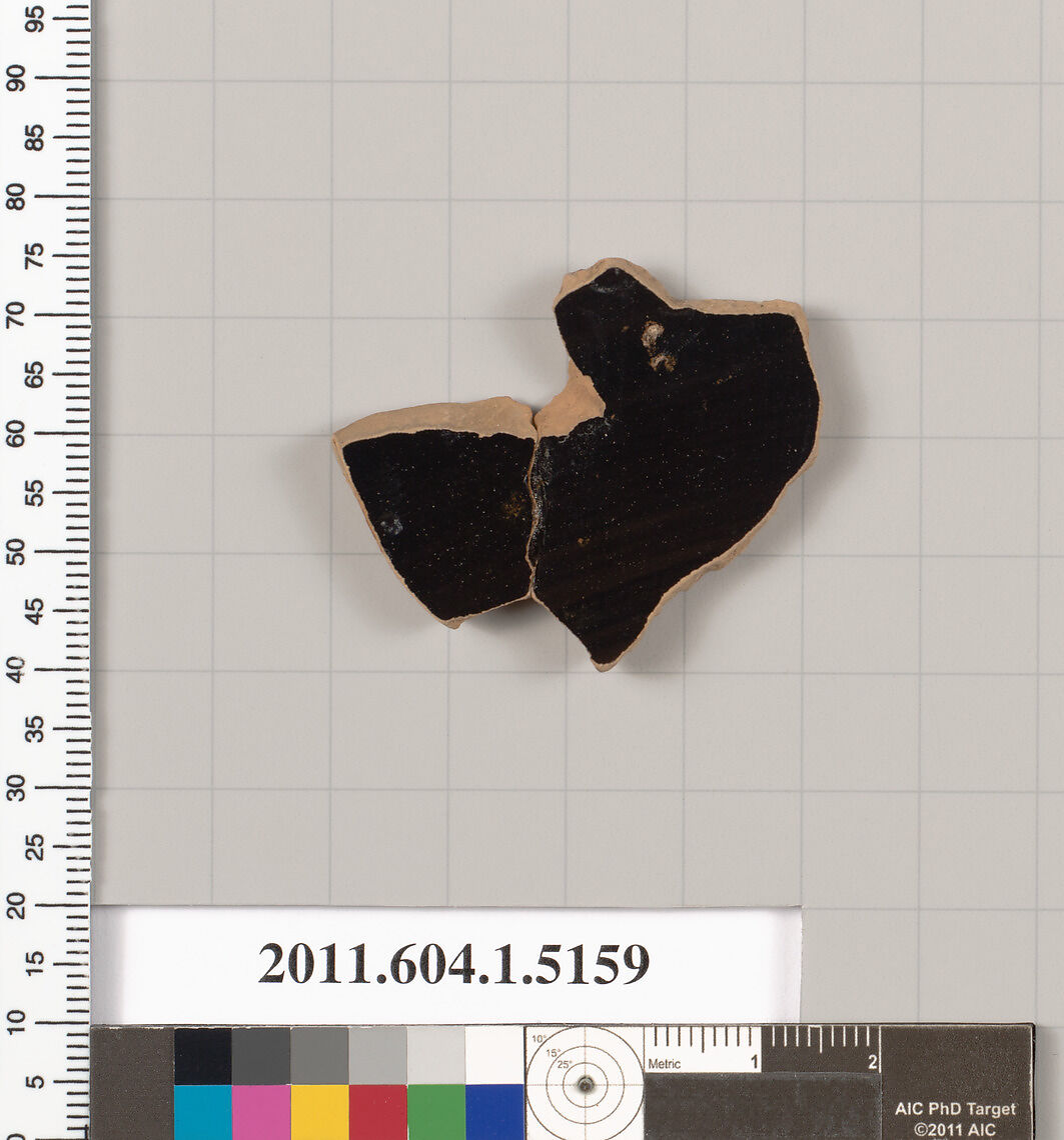 Terracotta fragment of a kylix (drinking cup), Terracotta, Greek, Attic