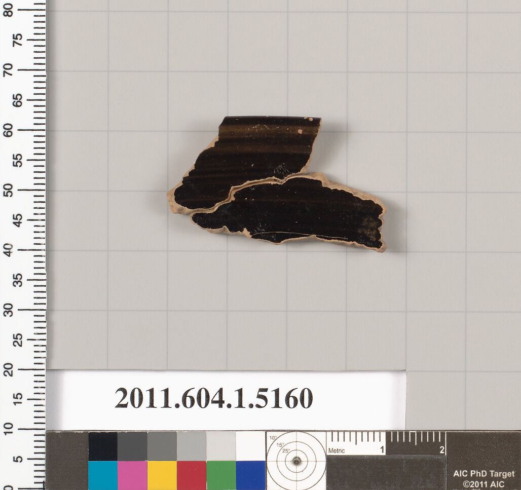 Terracotta rim fragment of a kylix (drinking cup), Terracotta, Greek, Attic