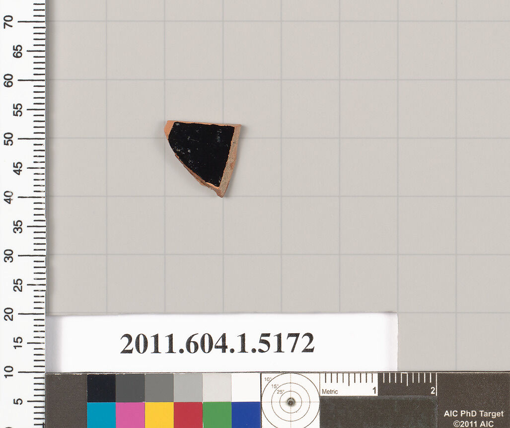 Terracotta fragment of a kylix (drinking cup), Terracotta, Greek, Attic