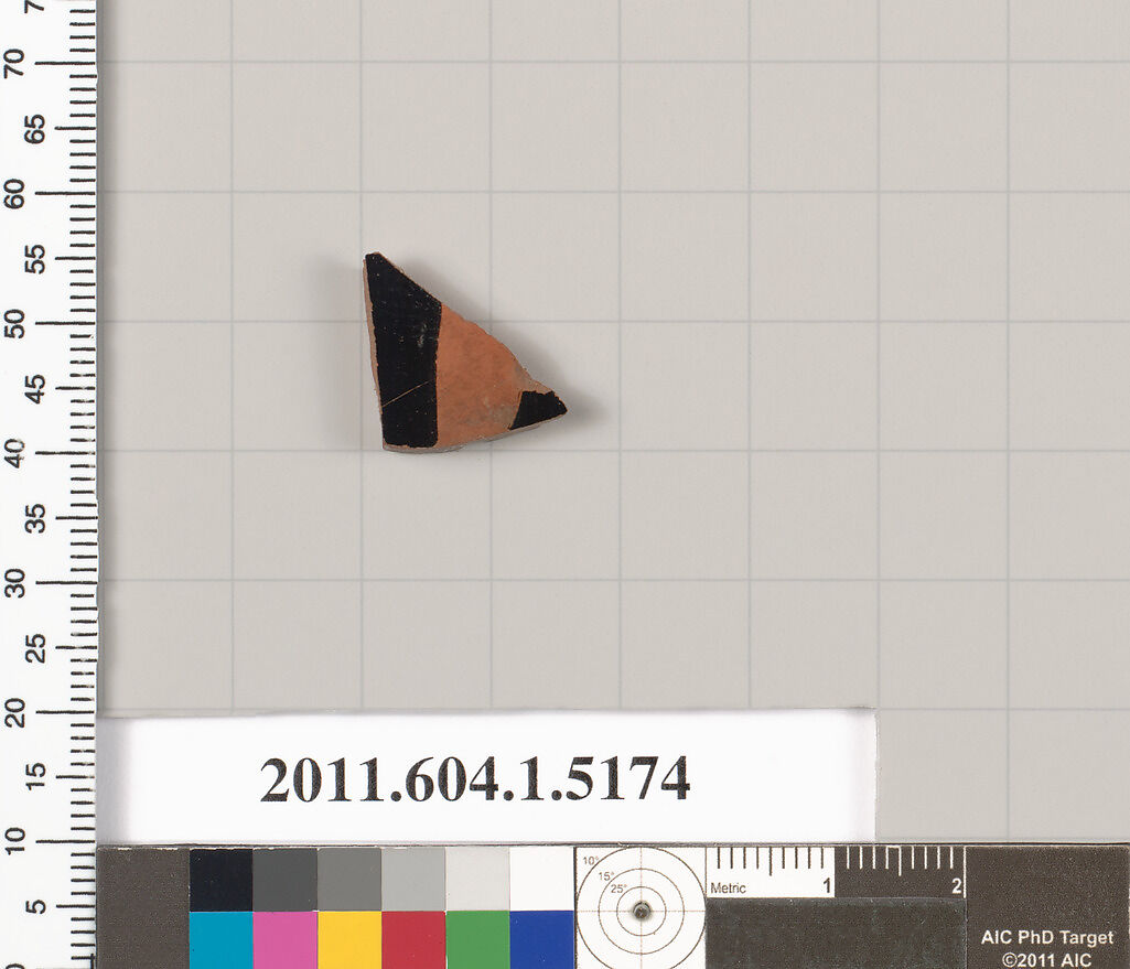 Terracotta fragment of a kylix (drinking cup), Terracotta, Greek, Attic