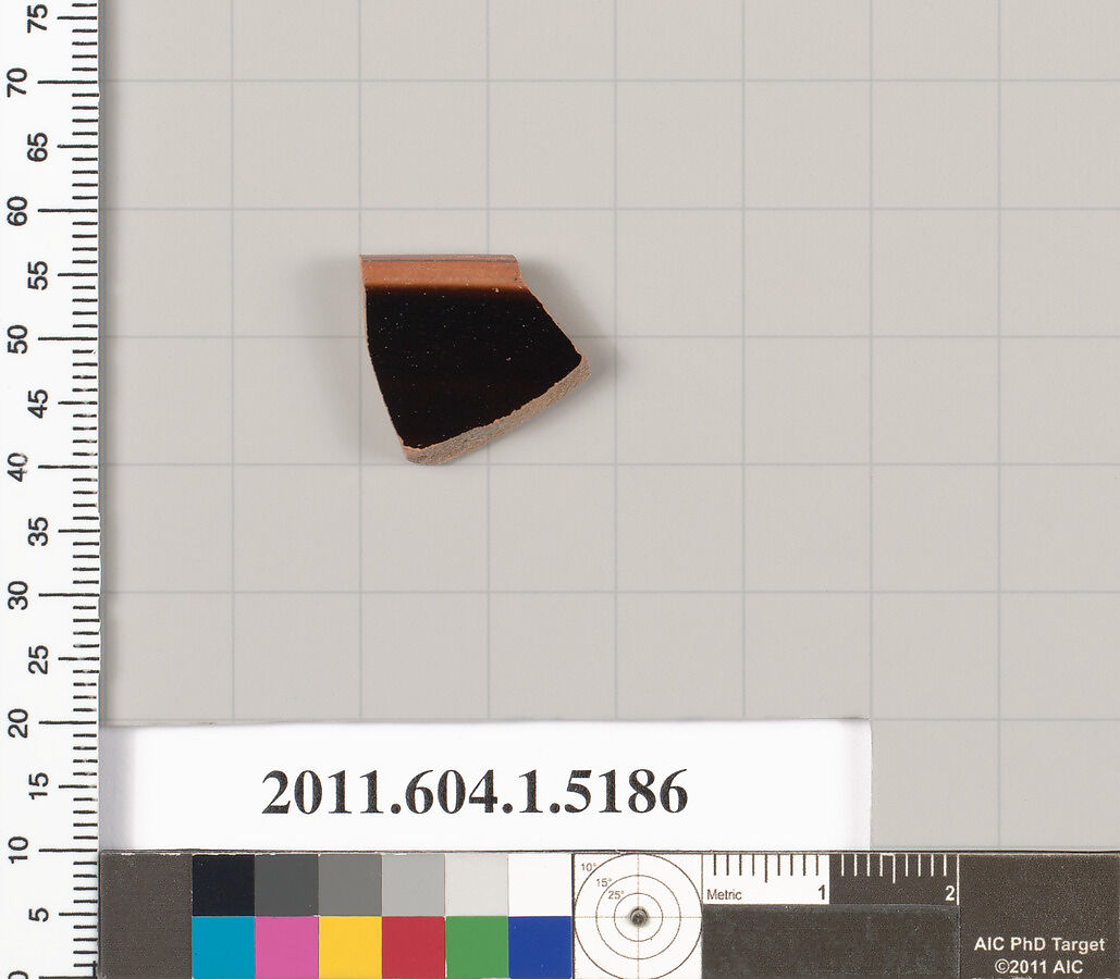 Terracotta rim fragment of a kylix (drinking cup), Terracotta, Greek, Attic