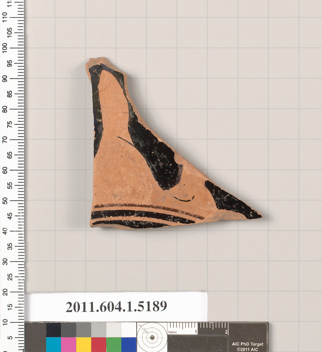 Terracotta fragment of a kylix (drinking cup), Terracotta, Greek, Attic