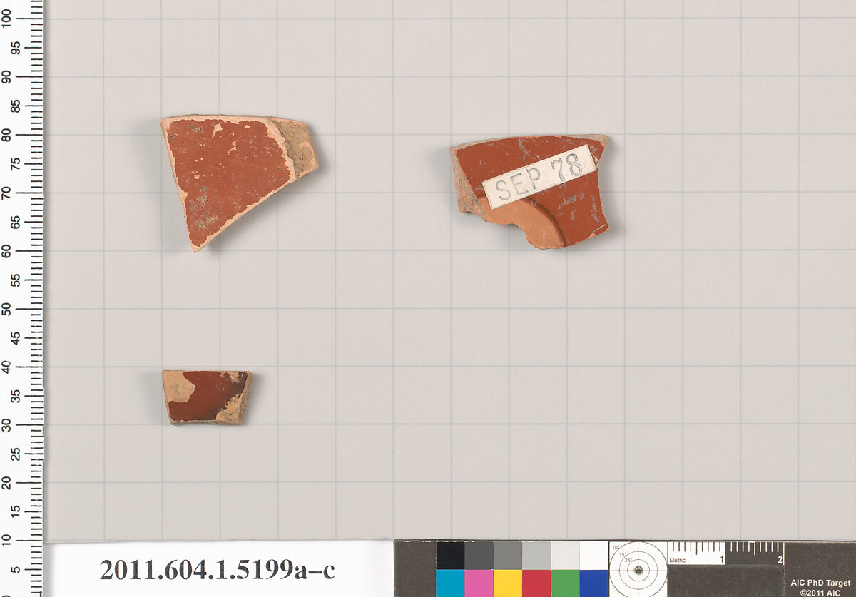 Terracotta fragments of kylikes (drinking cups), Terracotta, Greek, Attic