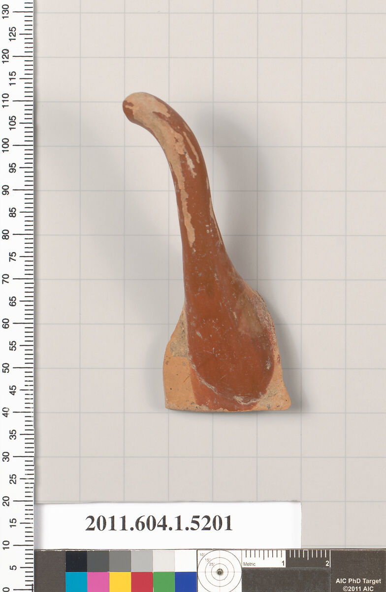 Terracotta fragment of a kylix (drinking cup), Terracotta, Greek, Attic