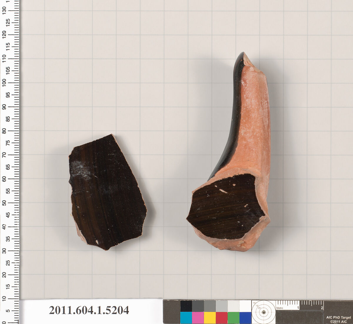 Terracotta fragment of a kylix (drinking cup), Terracotta, Greek, Attic
