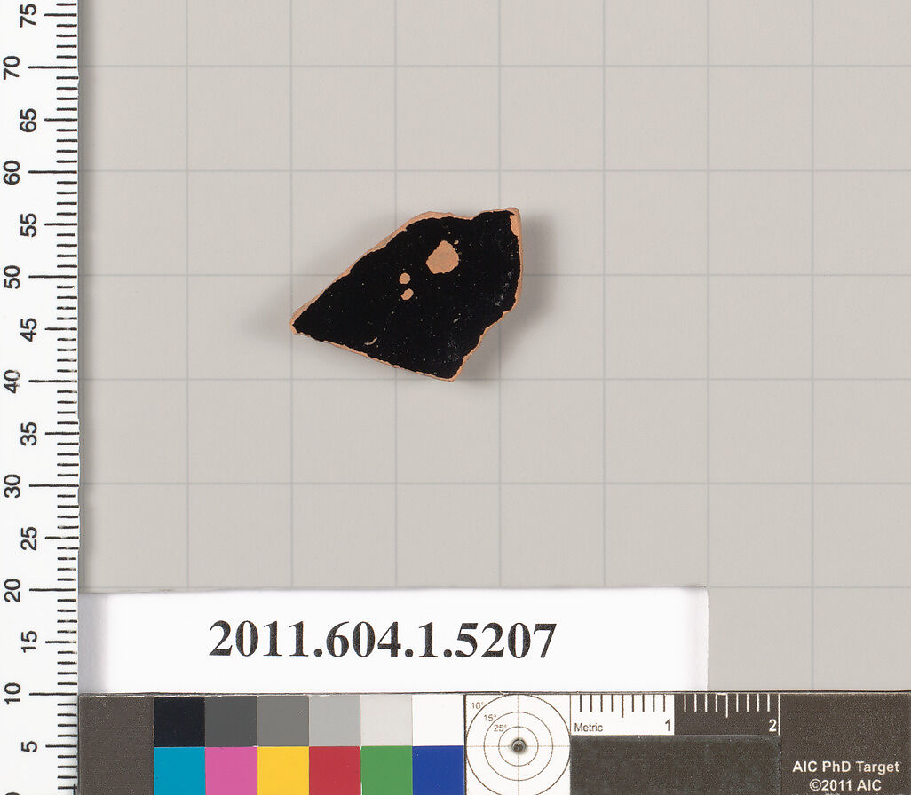 Terracotta fragment of a kylix (drinking cup), Terracotta, Greek, Attic