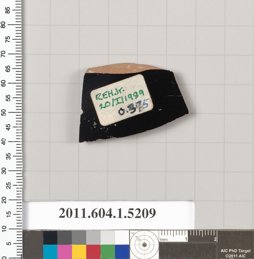 Terracotta fragment of a kylix (drinking cup), Terracotta, Greek, Attic