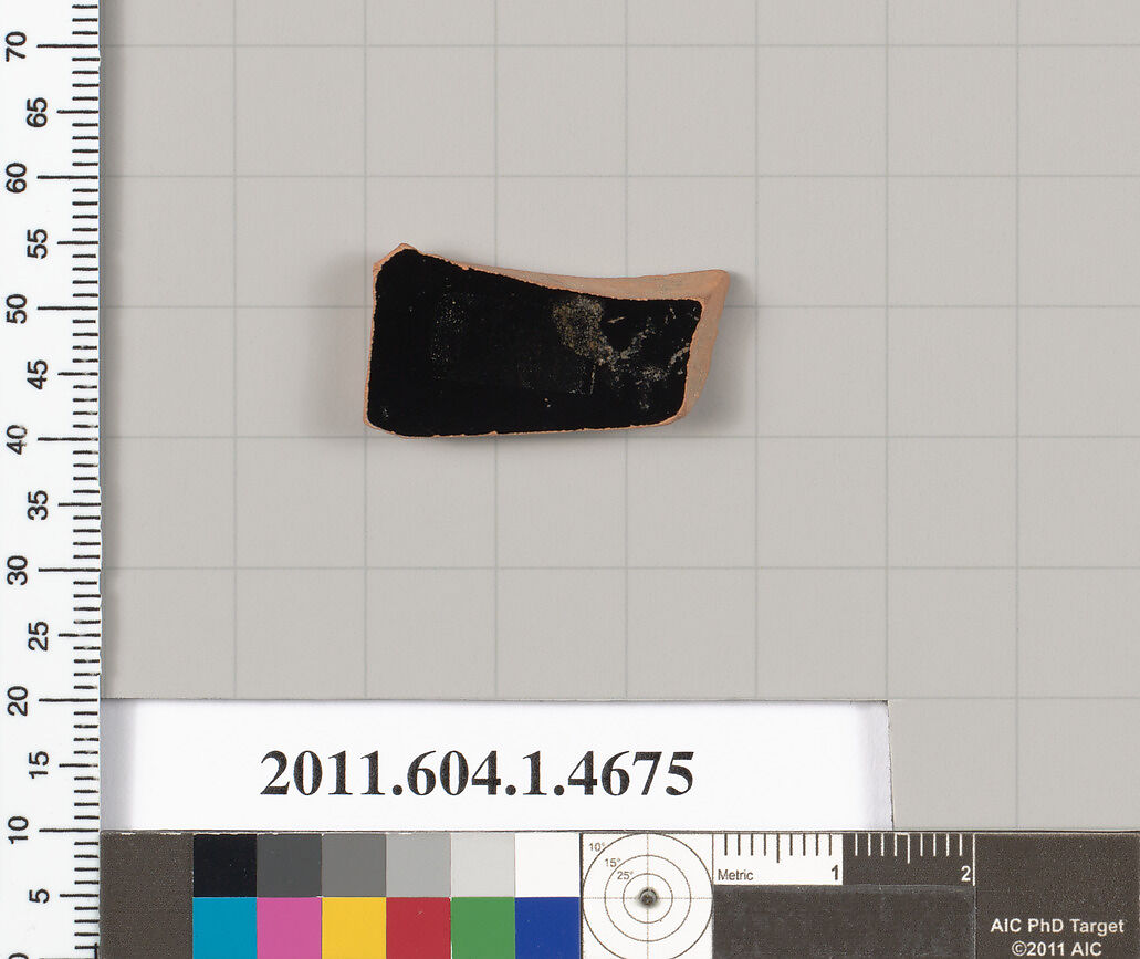 Terracotta fragment of a kylix (drinking cup), Terracotta, Greek, Attic