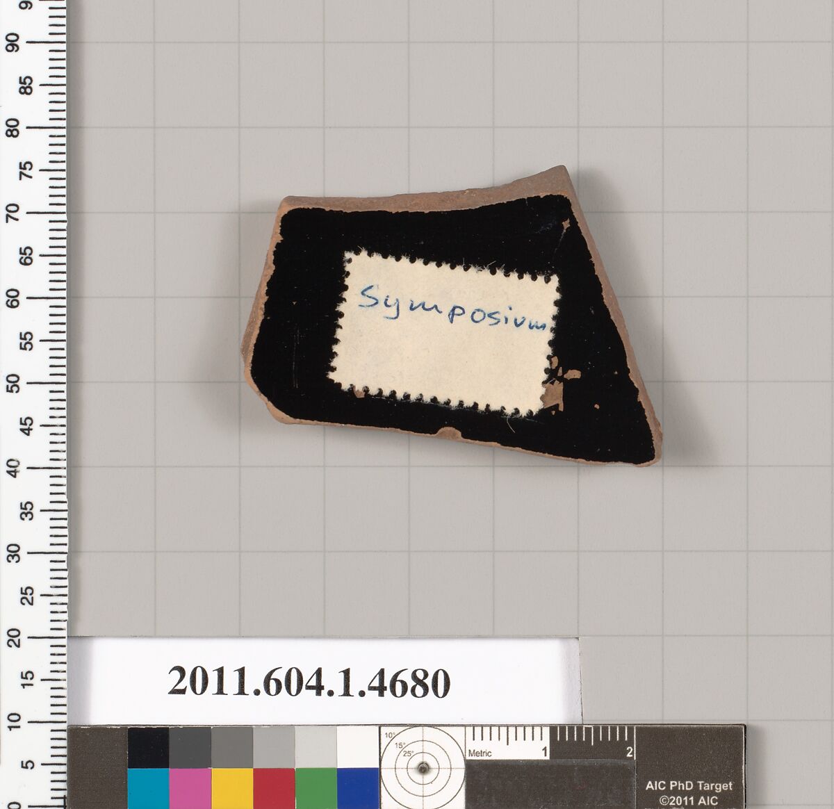 Terracotta fragment of a kylix (drinking cup), Terracotta, Greek, Attic