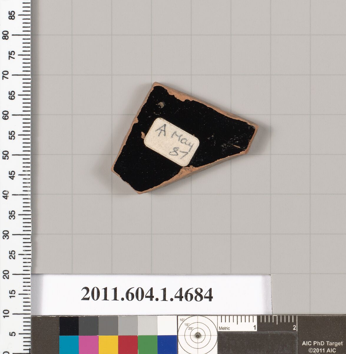 Terracotta fragment of a kylix (drinking cup), Terracotta, Greek, Attic