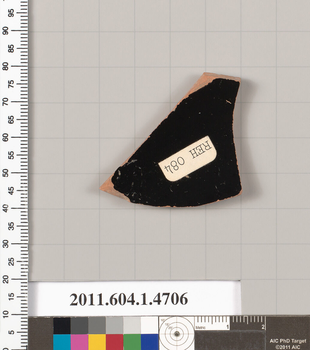 Terracotta fragment of a kylix (drinking cup), Terracotta, Greek, Attic