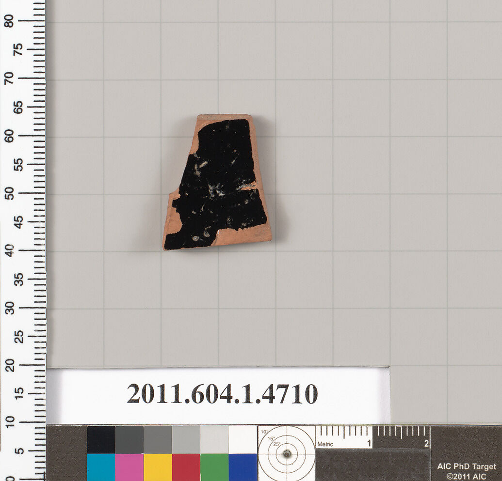 Terracotta fragment of a kylix (drinking cup), Terracotta, Greek, Attic