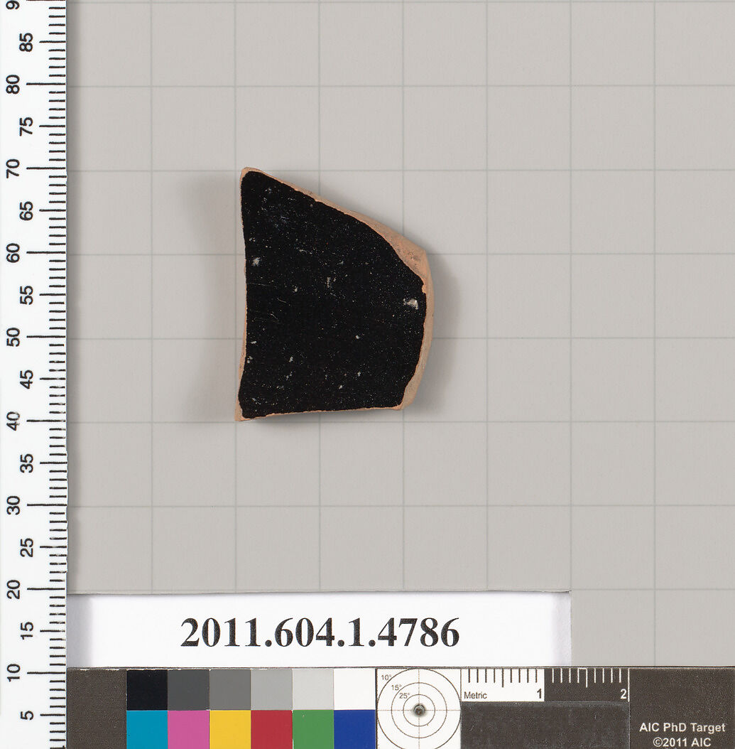 Terracotta fragment of a kylix (drinking cup), Terracotta, Greek, Attic
