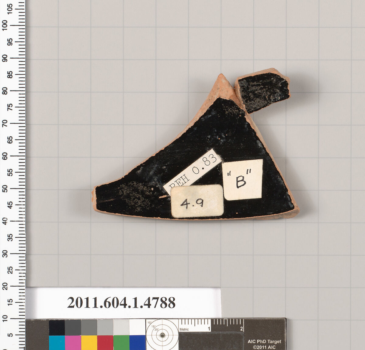 Terracotta fragment of a kylix (drinking cup), Terracotta, Greek, Attic