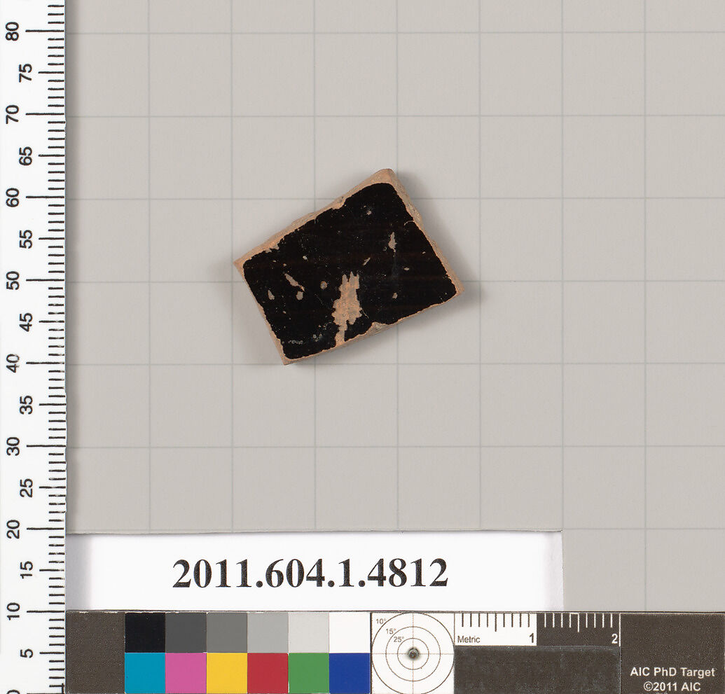 Terracotta fragment of a kylix (drinking cup), Terracotta, Greek, Attic