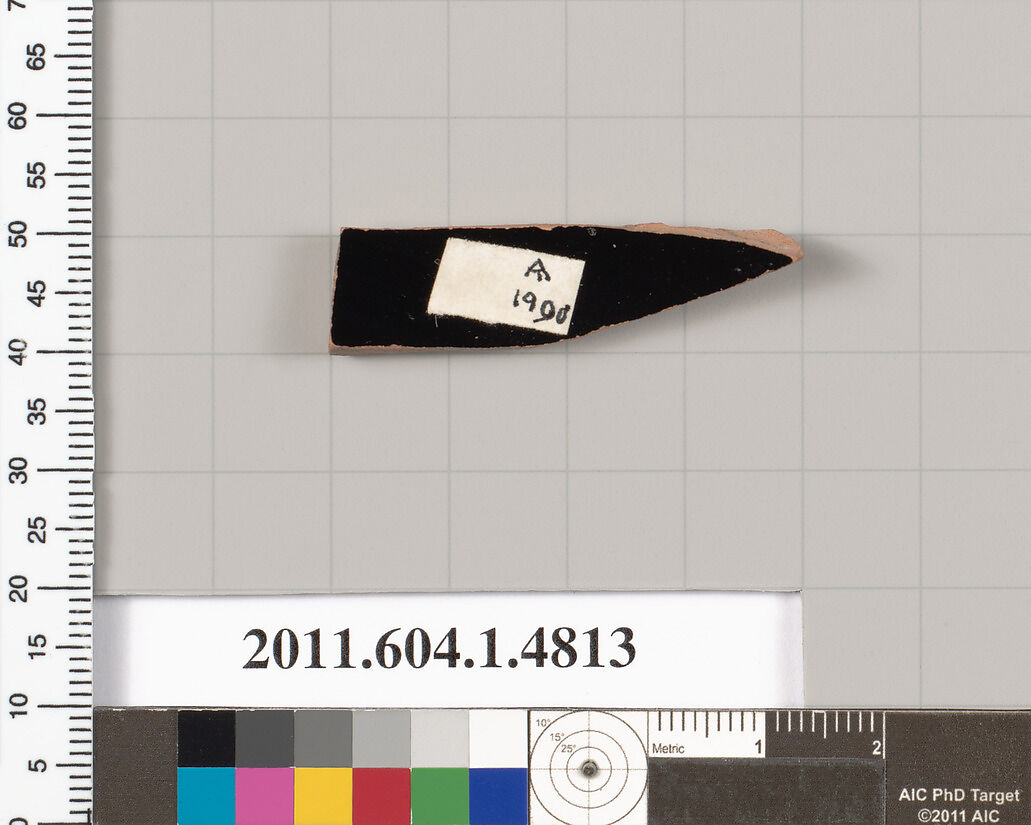 Terracotta fragment of a kylix (drinking cup), Terracotta, Greek, Attic