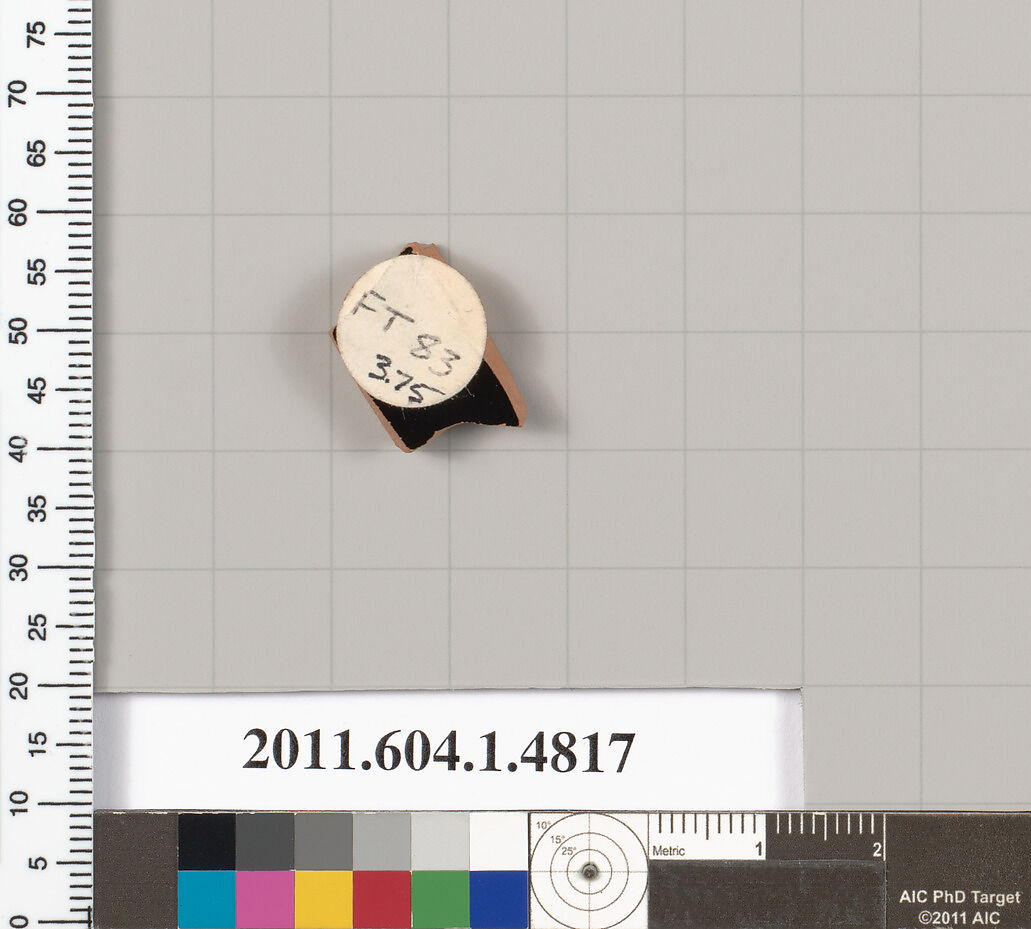 Terracotta fragment of a kylix (drinking cup), Terracotta, Greek, Attic