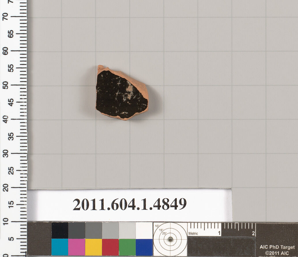 Terracotta fragment of a kylix (drinking cup), Terracotta, Greek, Attic