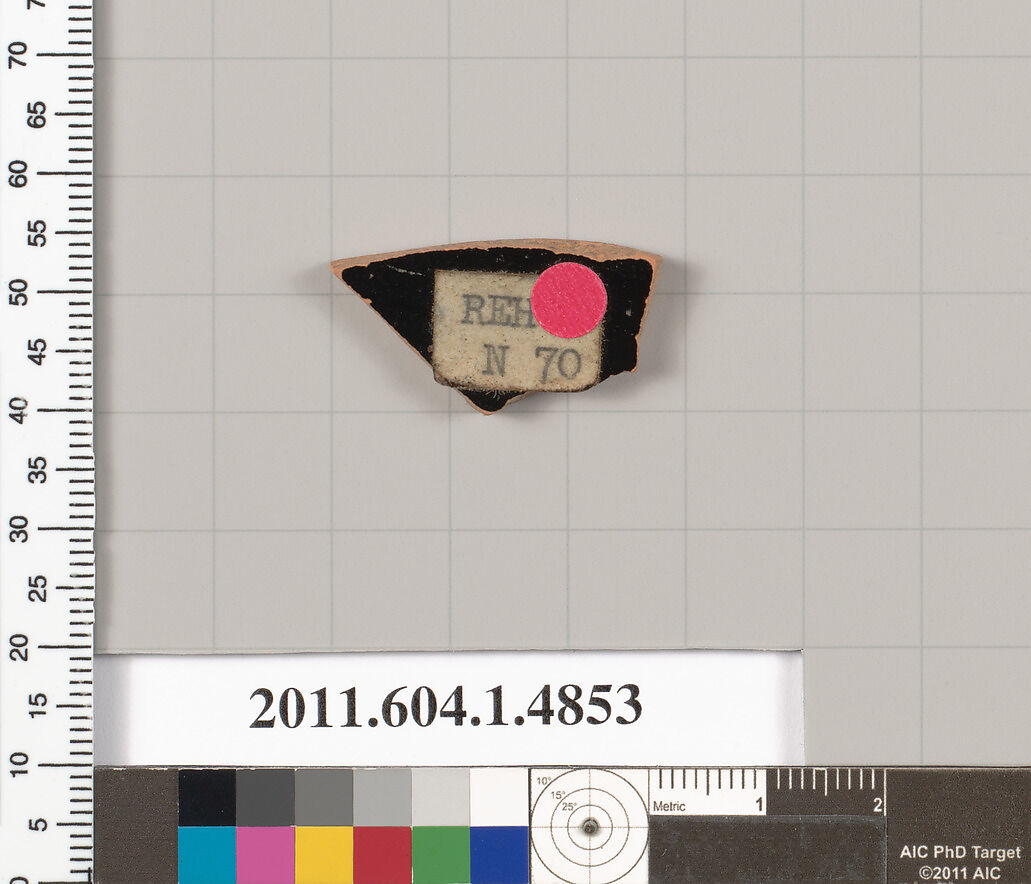 Terracotta fragment of a kylix (drinking cup), Terracotta, Greek, Attic