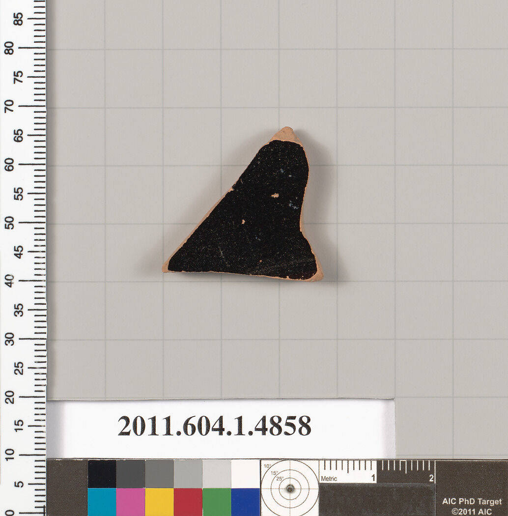 Terracotta fragment of a kylix (drinking cup), Terracotta, Greek, Attic