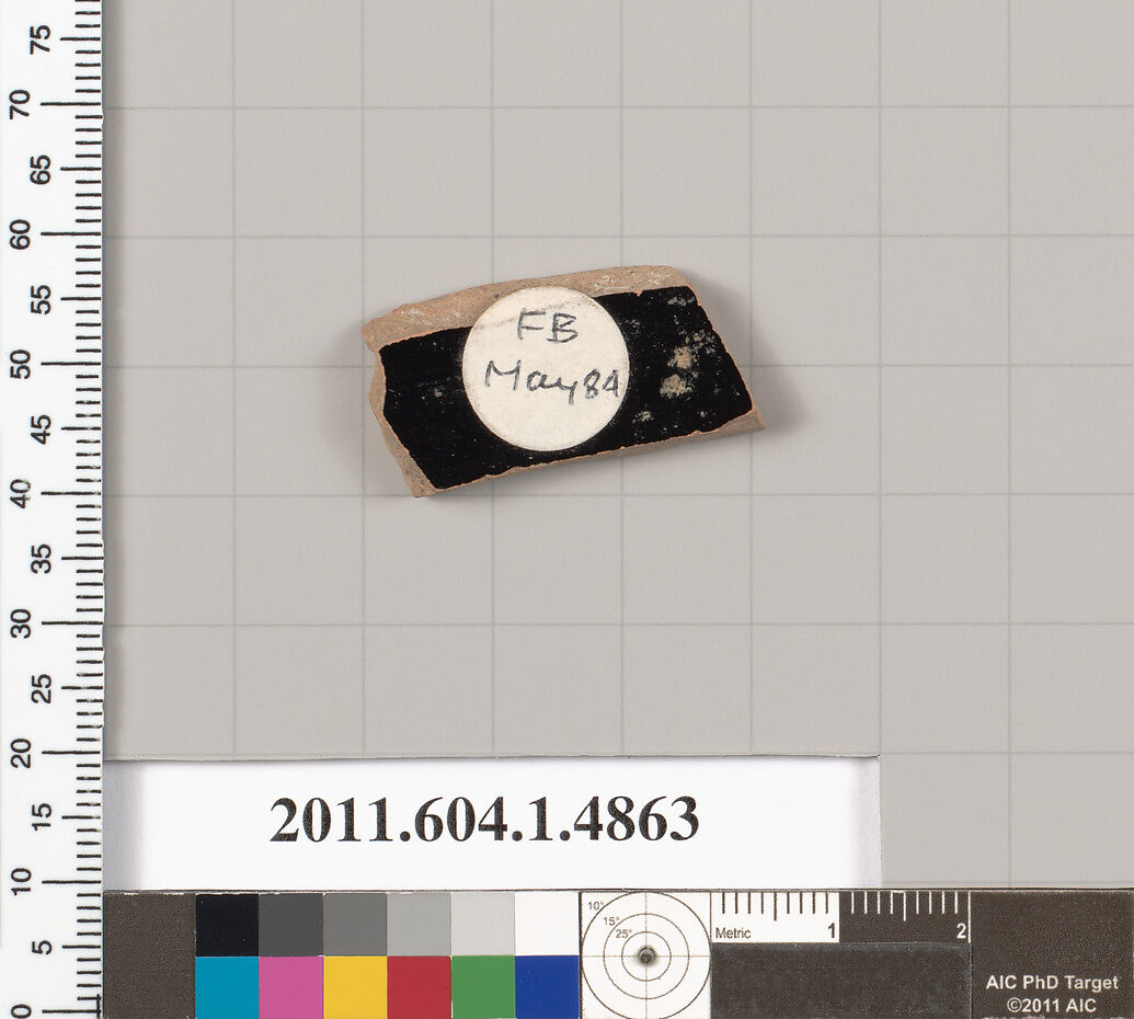 Terracotta fragment of a kylix (drinking cup), Terracotta, Greek, Attic
