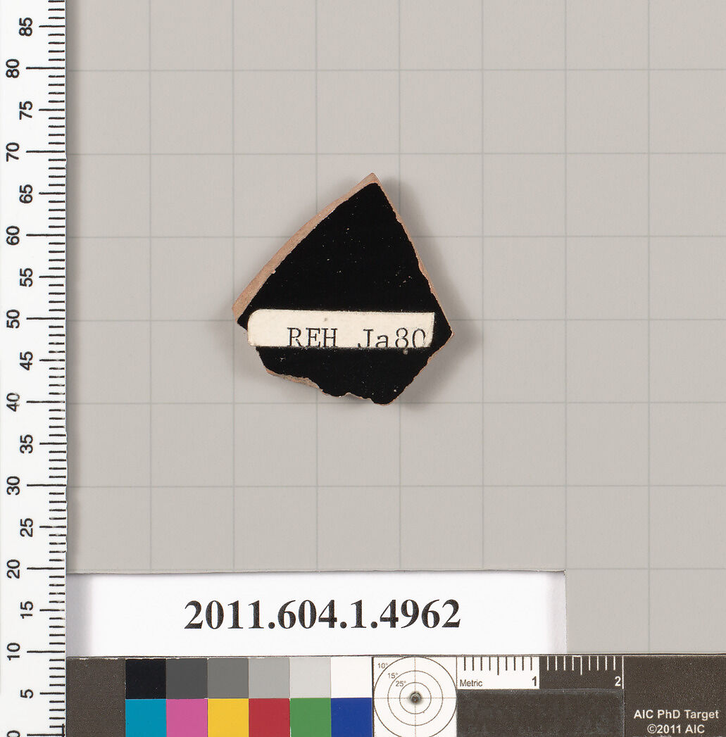Terracotta fragment of a kylix (drinking cup), Terracotta, Greek, Attic