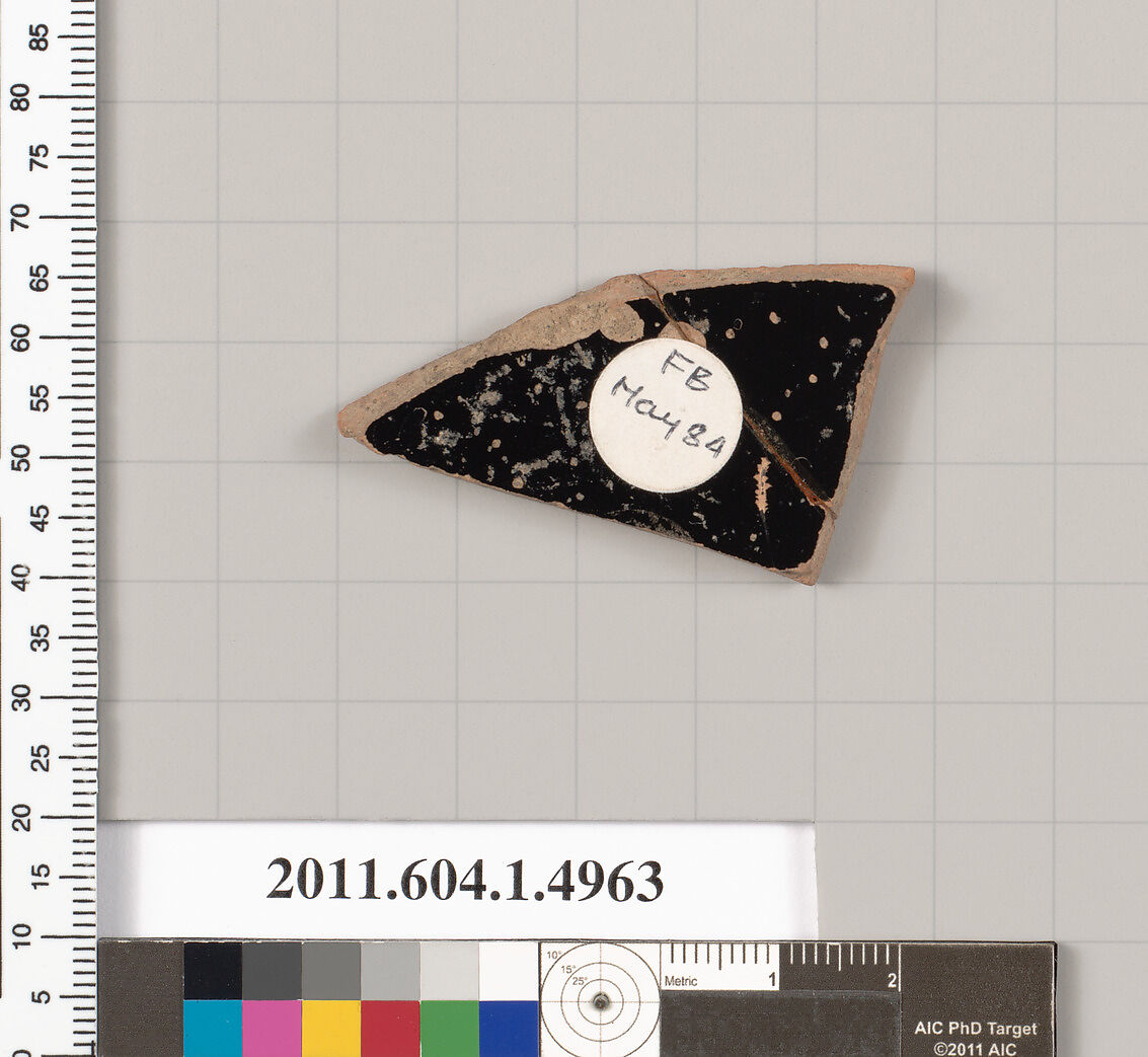 Terracotta fragment of a kylix (drinking cup), Terracotta, Greek, Attic