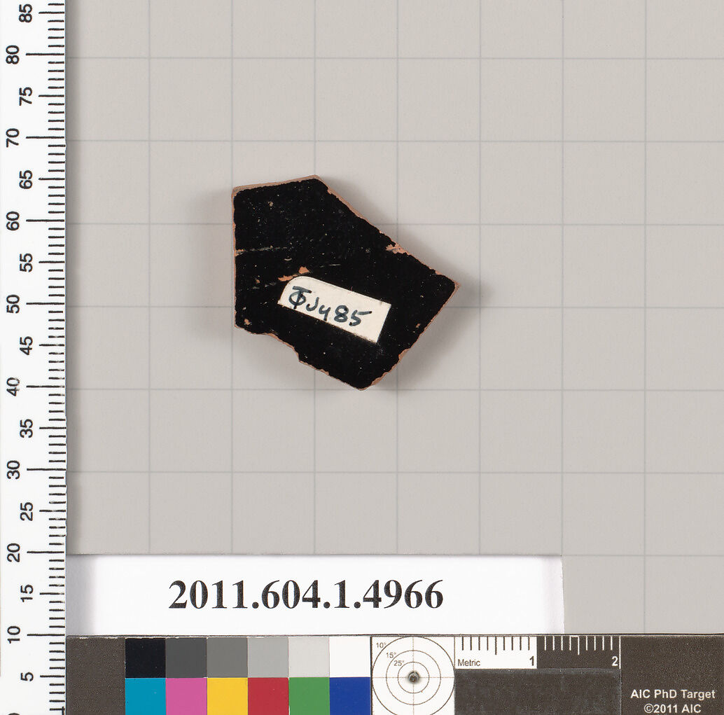 Terracotta fragment of a kylix (drinking cup), Terracotta, Greek, Attic