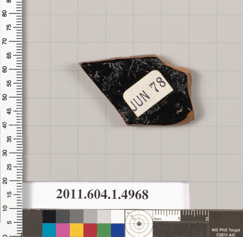 Terracotta fragment of a kylix (drinking cup), Terracotta, Greek, Attic