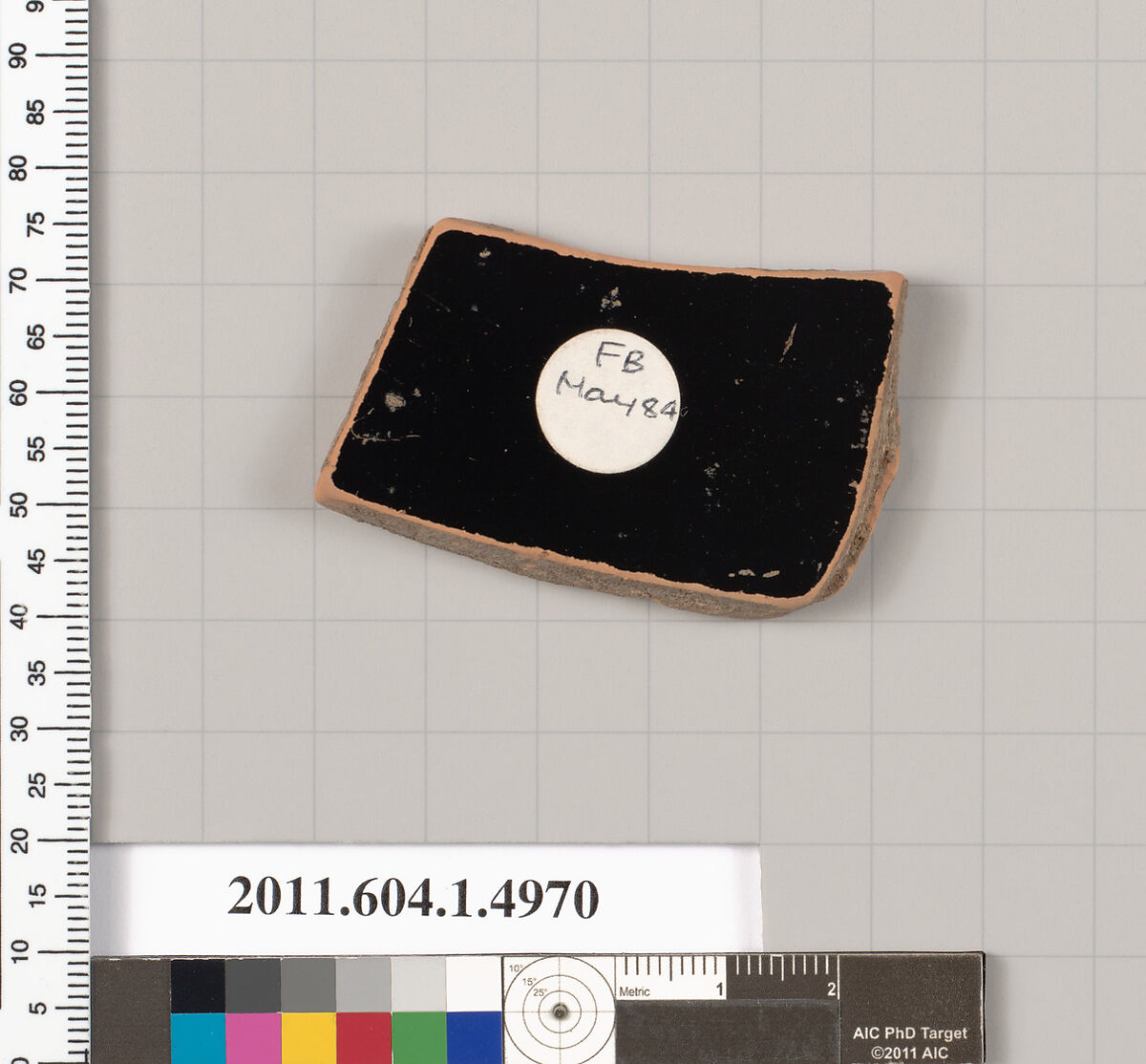 Terracotta fragment of a kylix (drinking cup), Terracotta, Greek, Attic