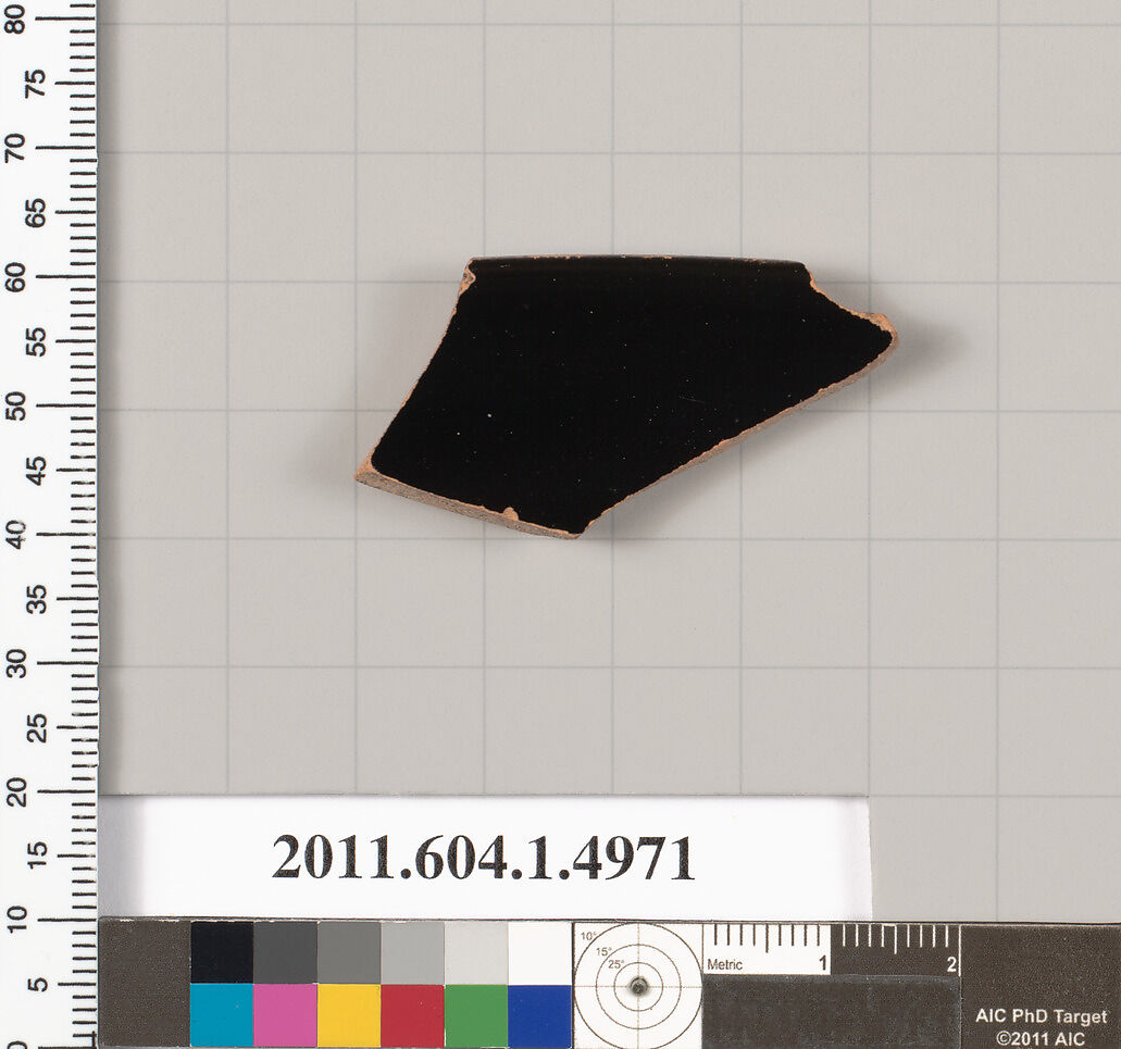 Terracotta rim fragment of a kylix (drinking cup), Terracotta, Greek, Attic
