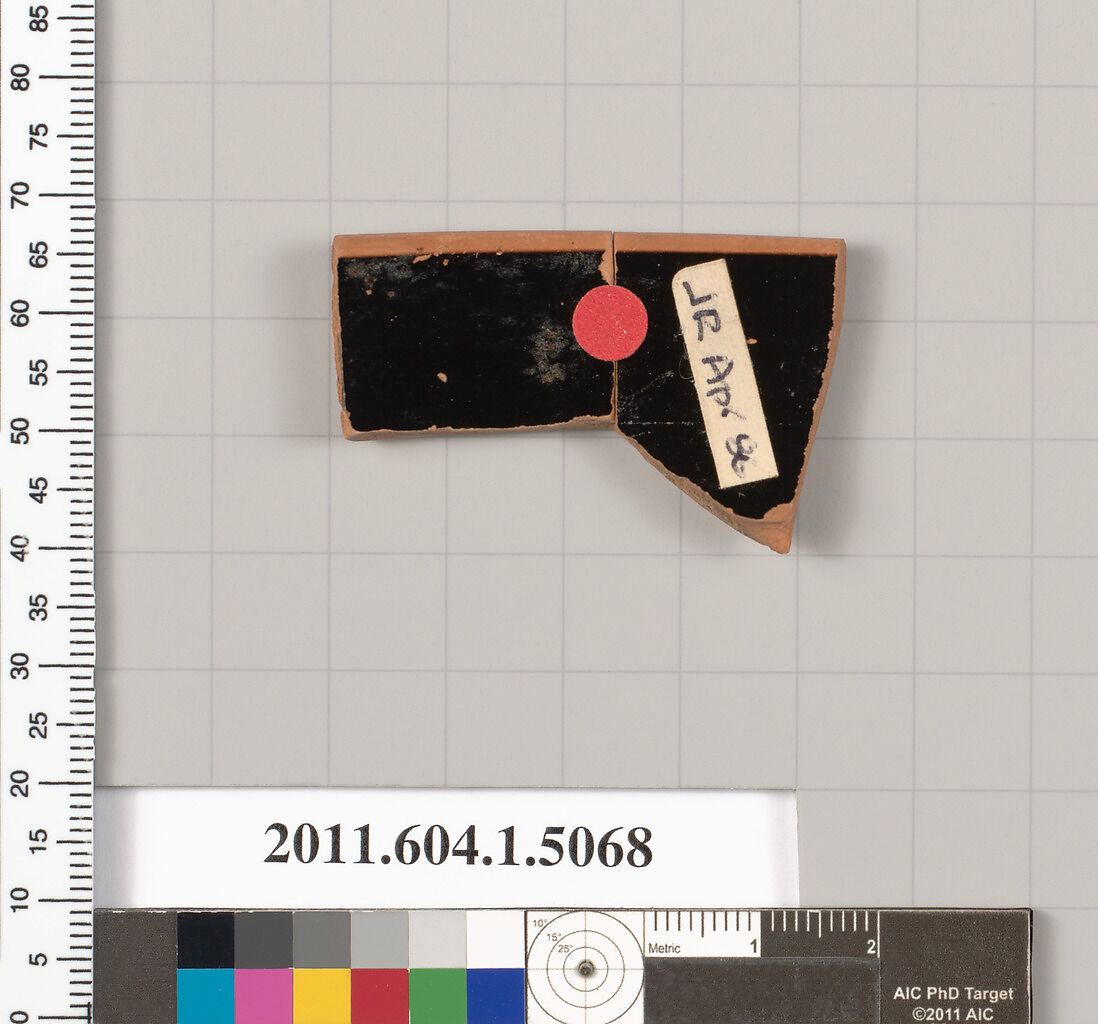 Terracotta rim fragment of a kylix (drinking cup), Terracotta, Greek, Attic