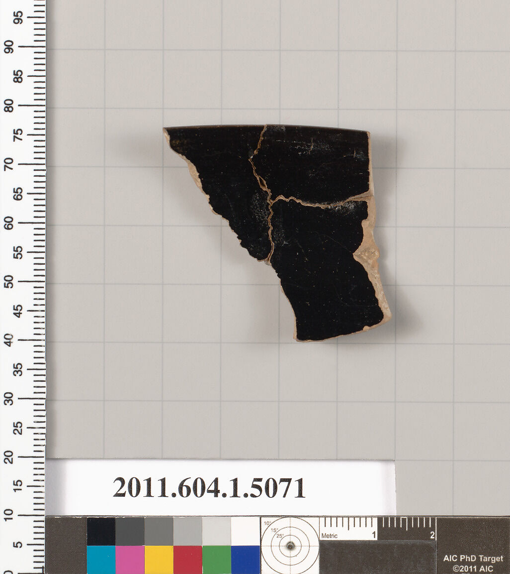 Terracotta rim fragment of a kylix (drinking cup), Terracotta, Greek, Attic