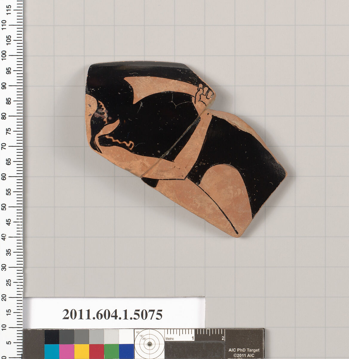 Terracotta rim fragment of a kylix (drinking cup), Terracotta, Greek, Attic