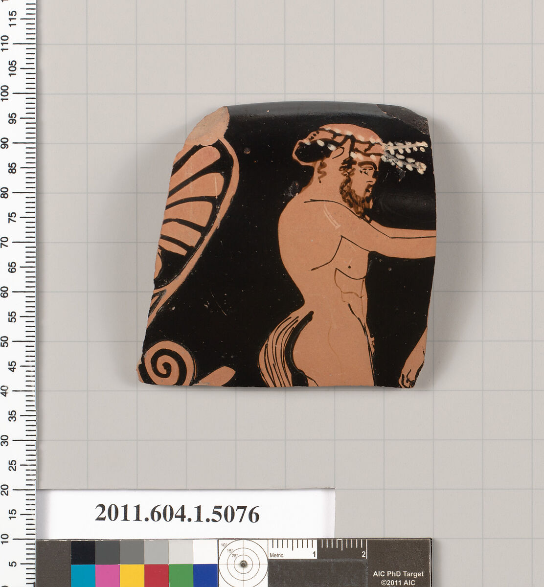 Terracotta rim fragment of a kylix (drinking cup), Terracotta, Greek, Attic 