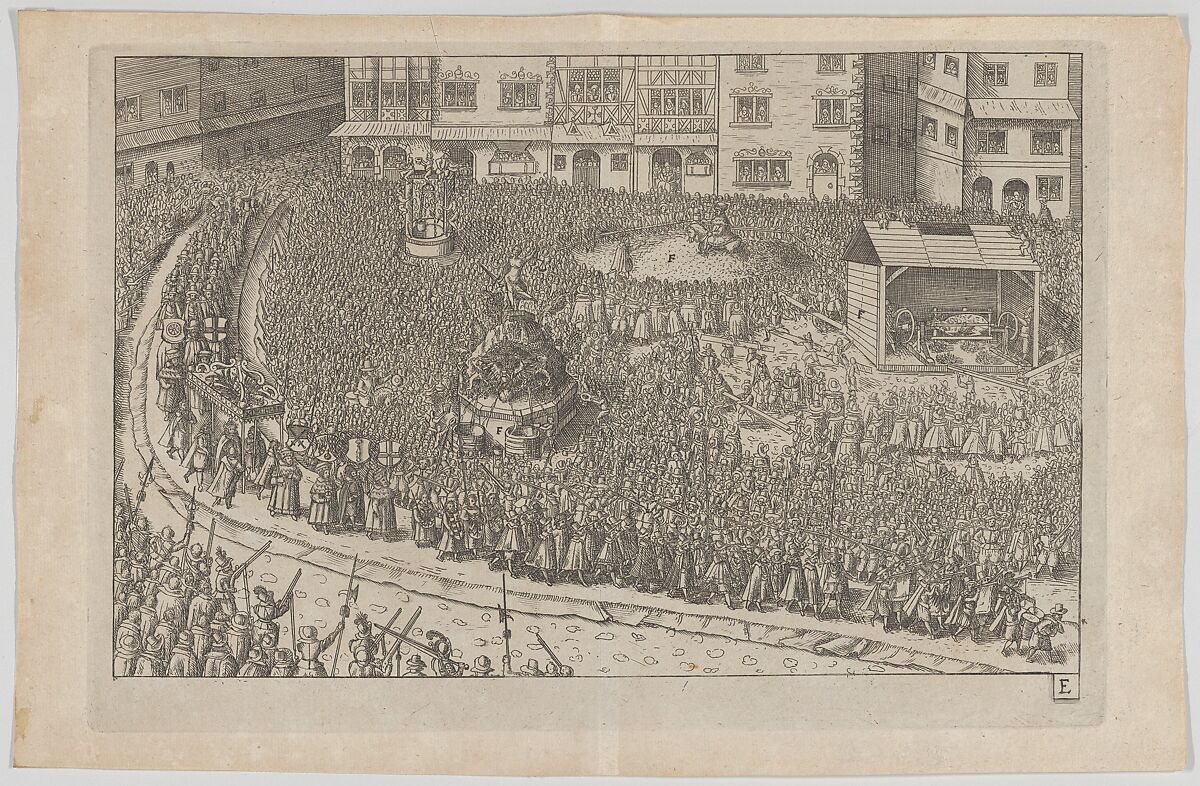 Plate E: Election and Coronation of Emperor Maximilian II, Anonymous, German, 17th century, Etching 