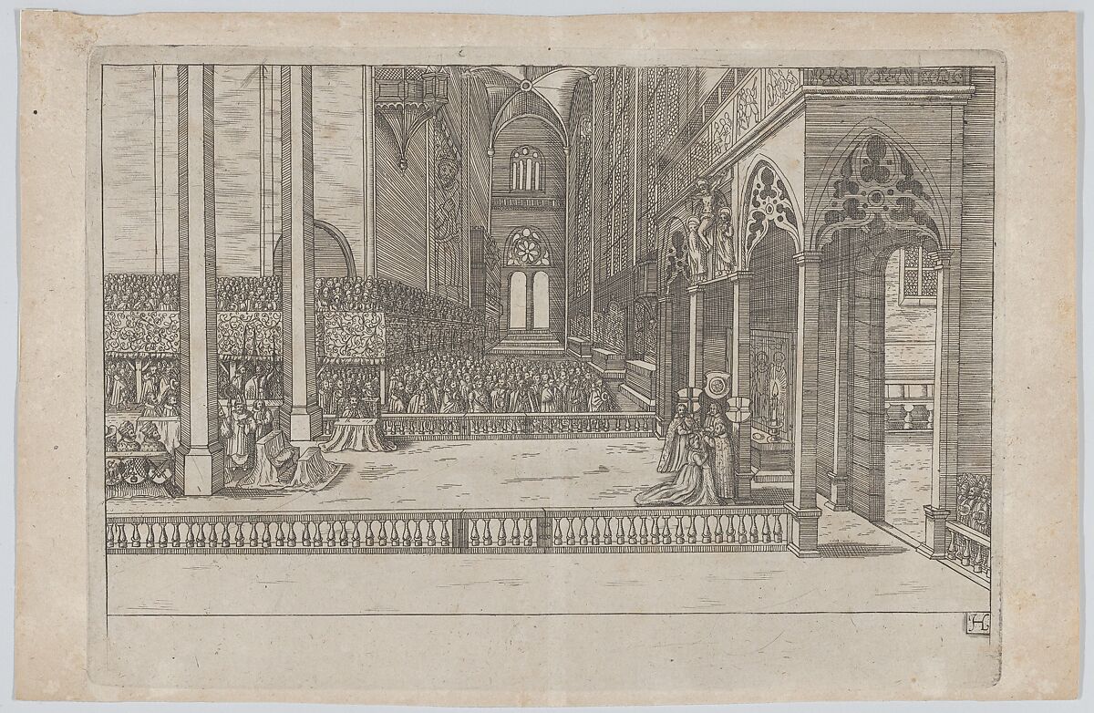 Plate H: Election and Coronation of Emperor Maximilian II, Anonymous, German, 17th century, Etching 
