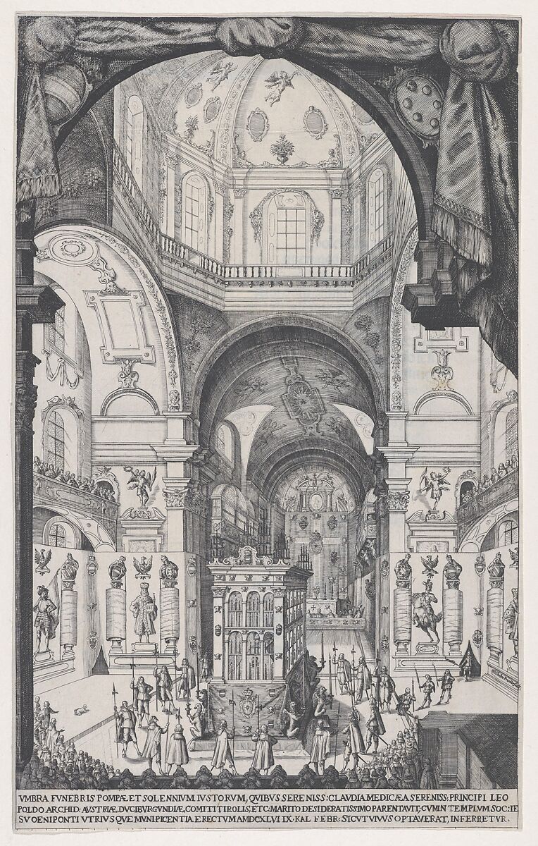 Catafalque of Leopold, Archduke of Austria, Wilhelm Frommer (German, Augsburg 1618–1687 Augsburg), Etching and engraving 